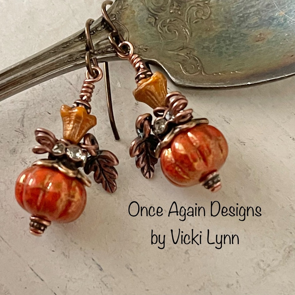 Hand Crafted “Spiced Pumpkin” Dangle Earrings